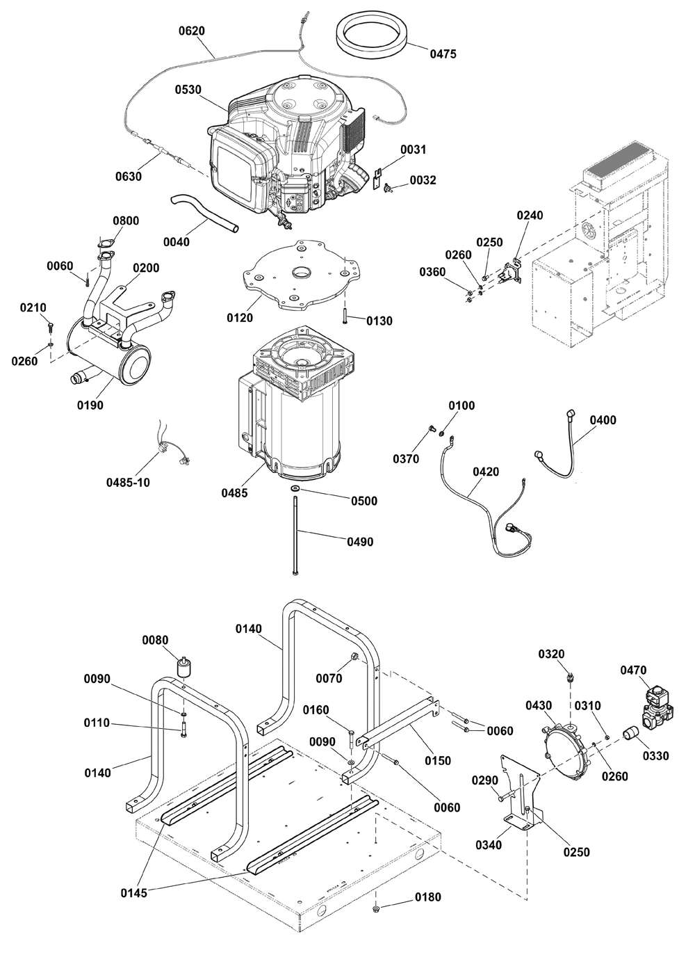 Power Group Diagram and Parts List for 040608-02  Briggs and Stratton Generator
